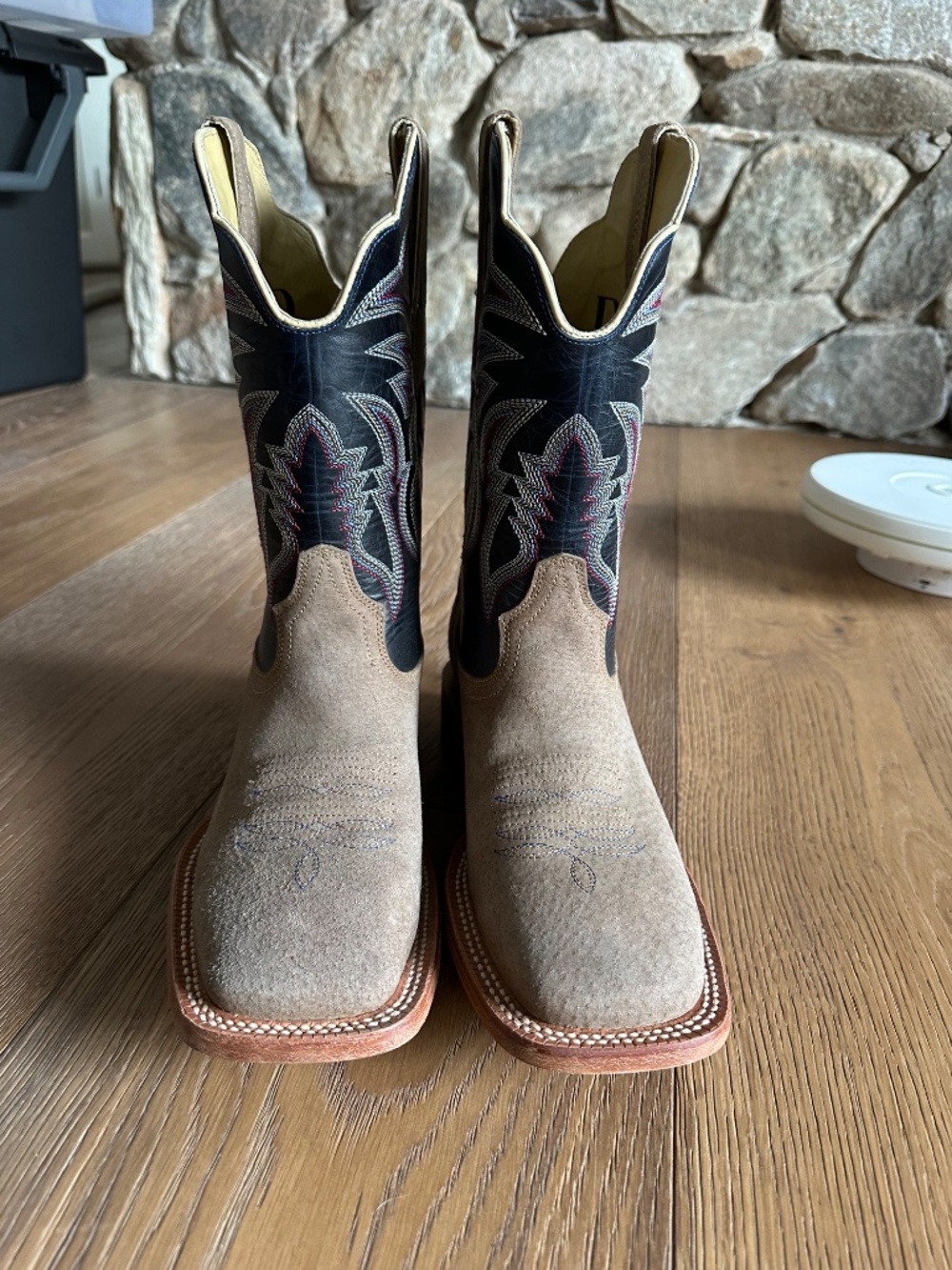 R. Watson Boar Leather Cowboy Boots Wide Square Toe RW8604-2 Men’s 8.5D Western - Picture 4 of 14
